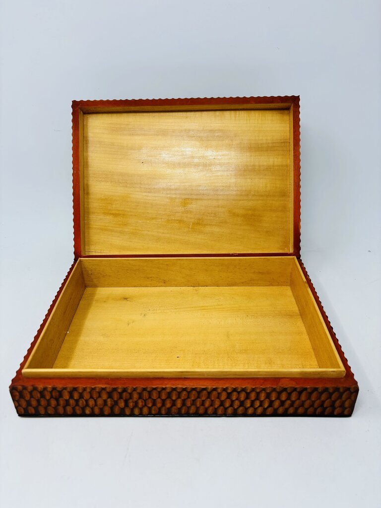 Hand Carved Wood Trinket Box