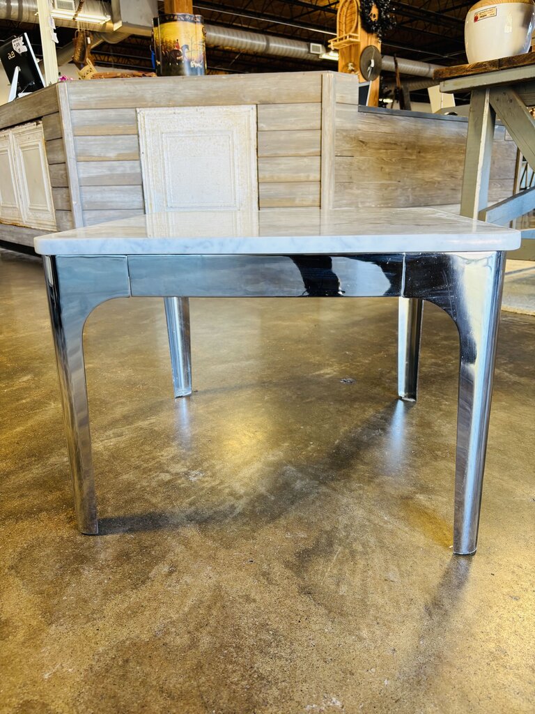 Marble Top Metal Base Side Table