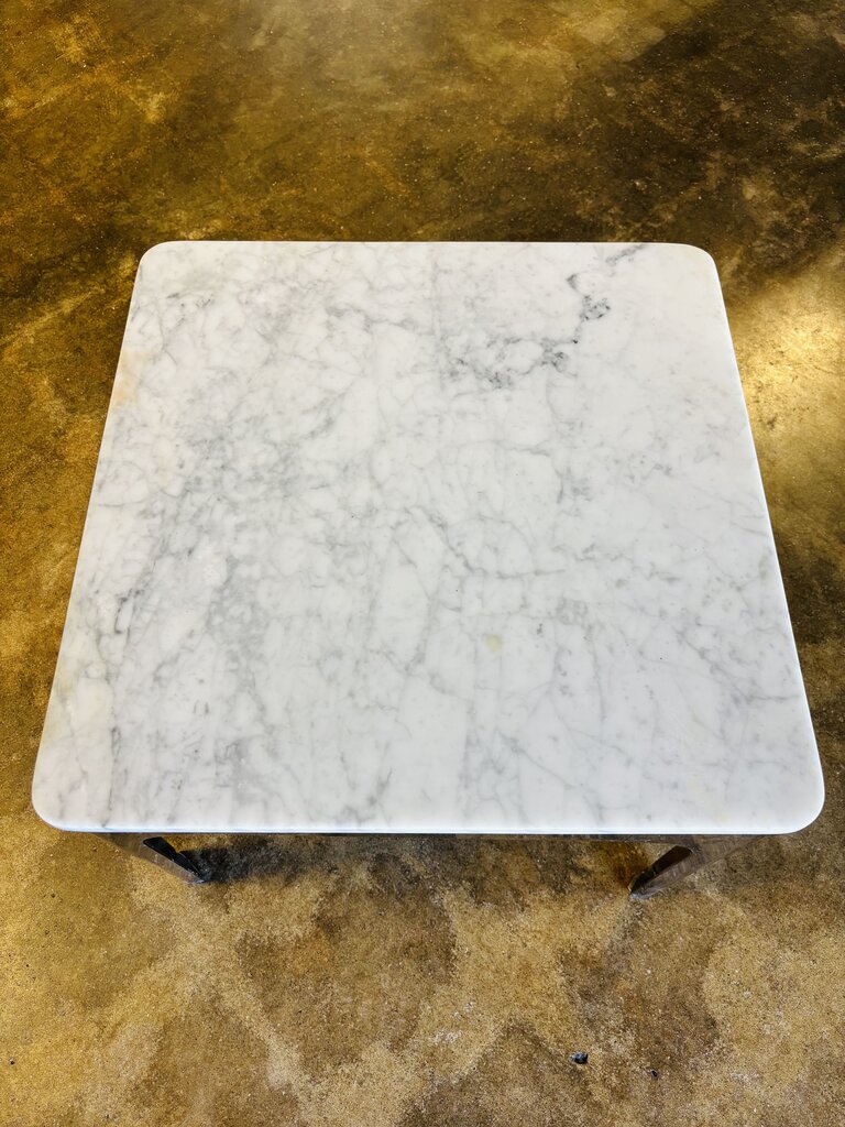 Marble Top Metal Base Side Table