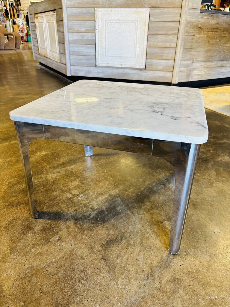 Marble Top Metal Base Side Table