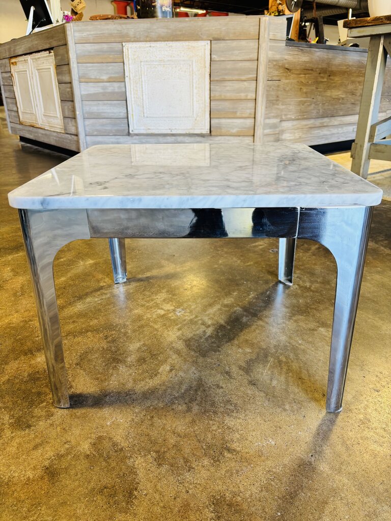Marble Top Metal Base Side Table
