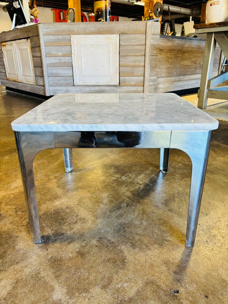 Marble Top Metal Base Side Table