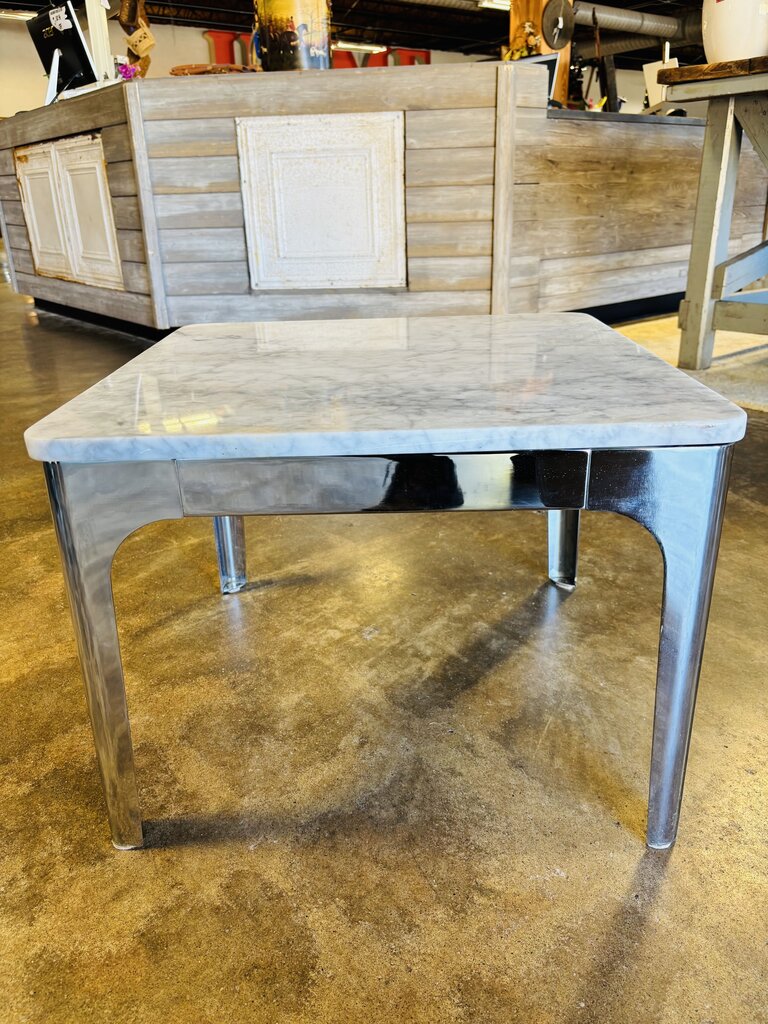 Marble Top Metal Base Side Table