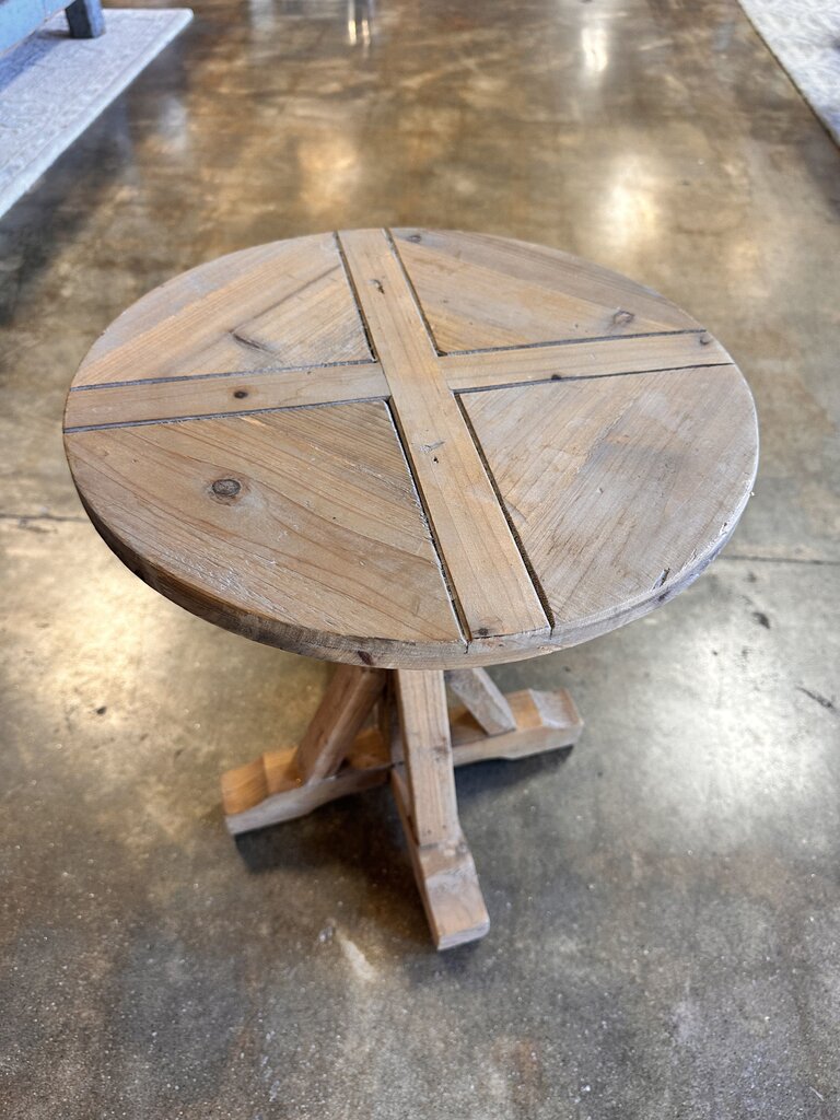 Rustic Wood X Base Accent Table