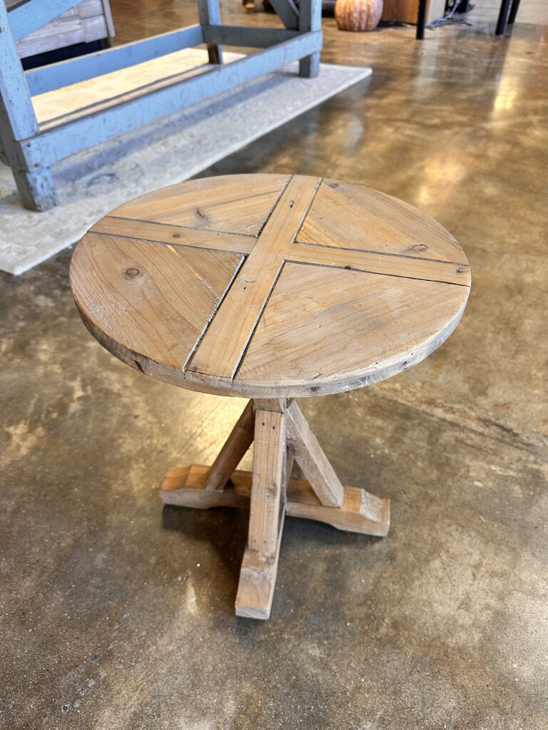Rustic Wood X Base Accent Table