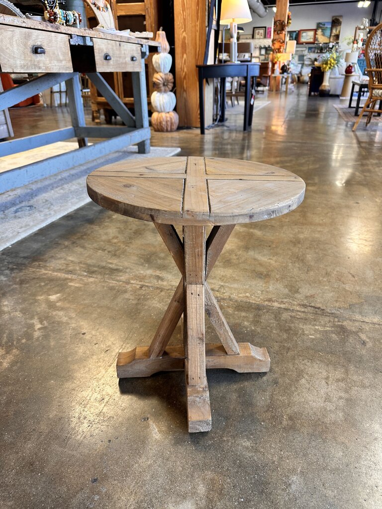 Rustic Wood X Base Accent Table