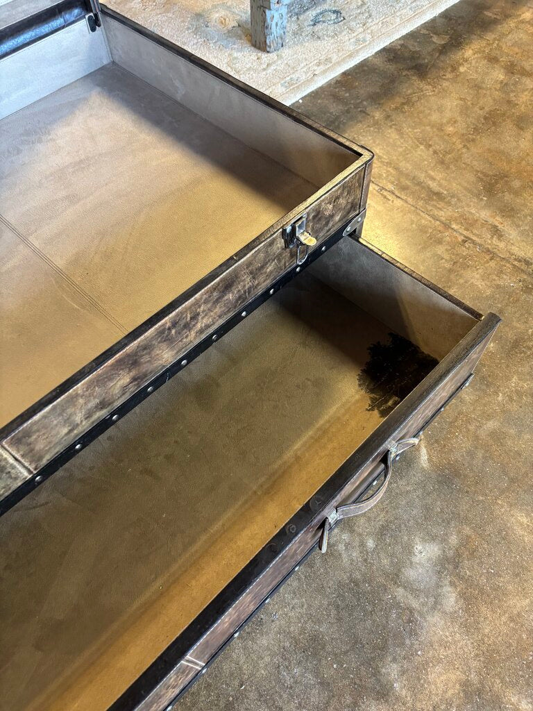 Leather Tacked Steamer Coffee Table