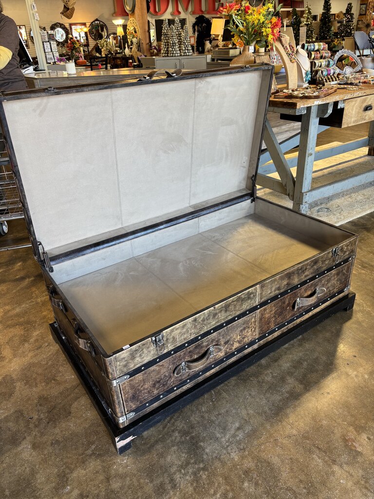 Leather Tacked Steamer Coffee Table