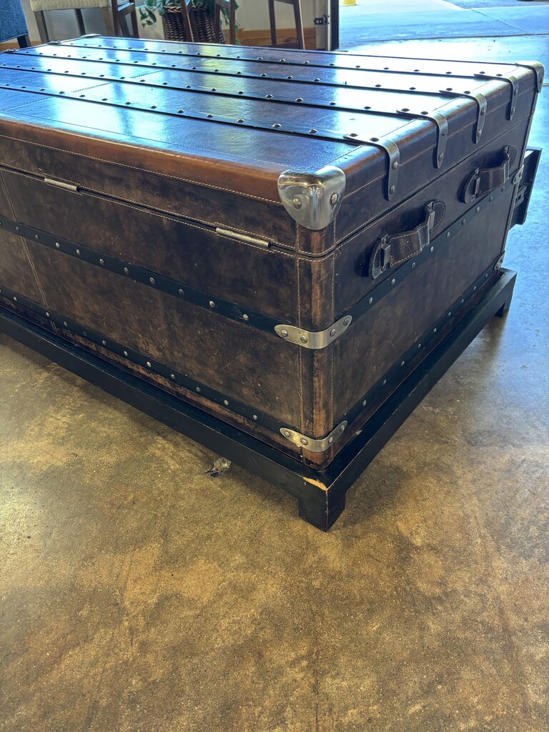 Leather Tacked Steamer Coffee Table