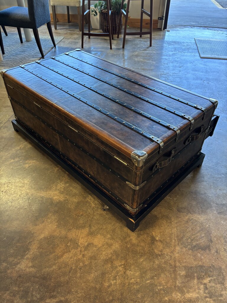 Leather Tacked Steamer Coffee Table