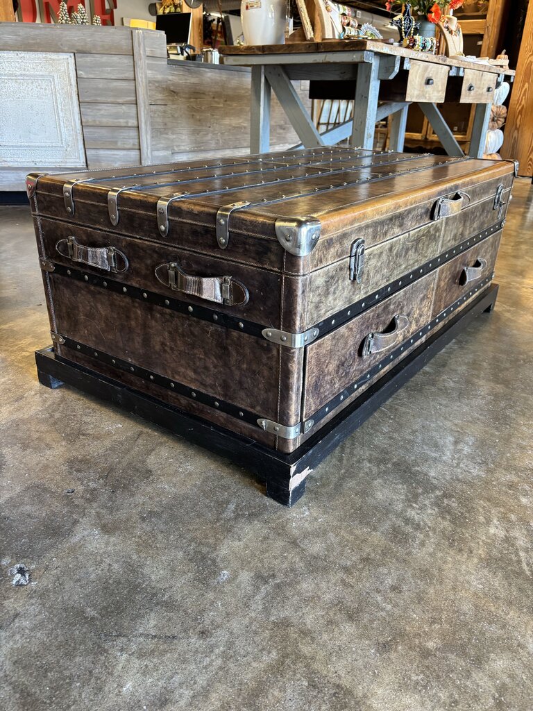 Leather Tacked Steamer Coffee Table