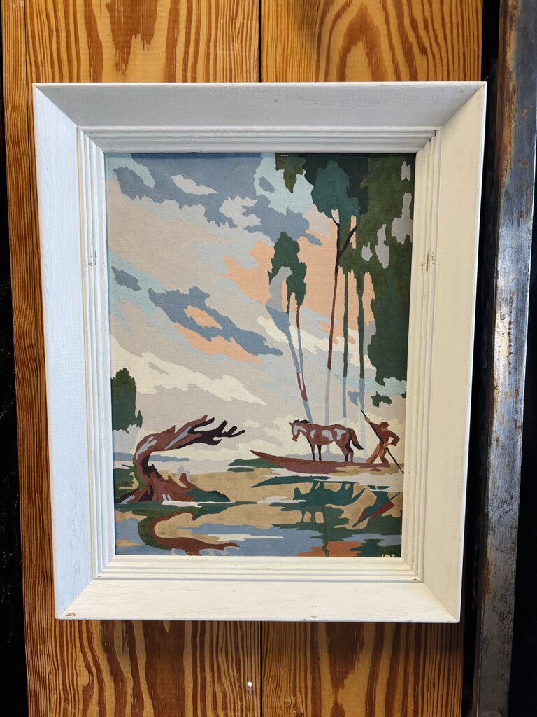 Vintage Style Paint-By-Number Horse By River