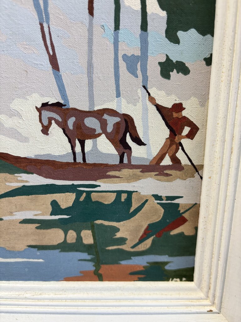 Vintage Style Paint-By-Number Horse By River
