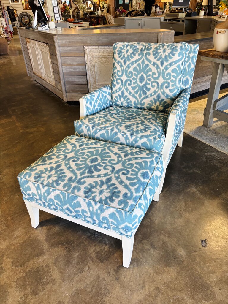 Upholstered Chair and Ottoman