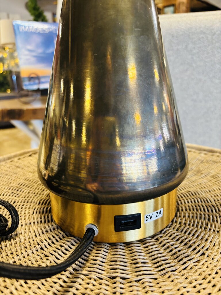Metalized Glass USB Table Lamp