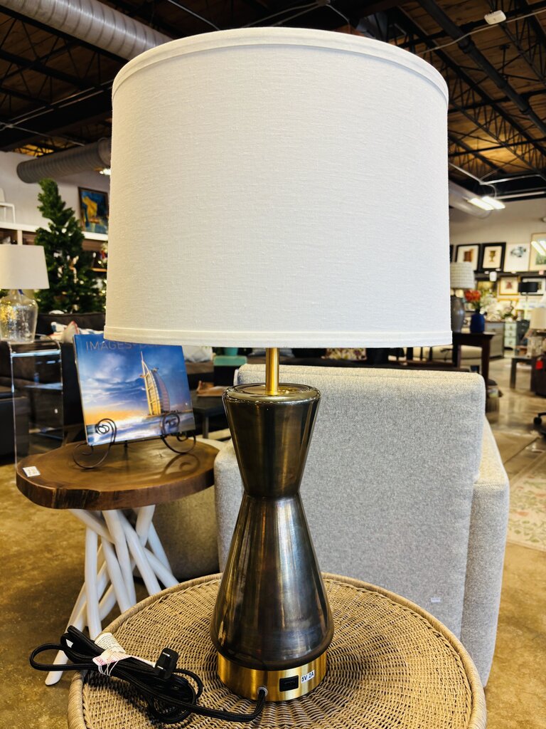 Metalized Glass USB Table Lamp