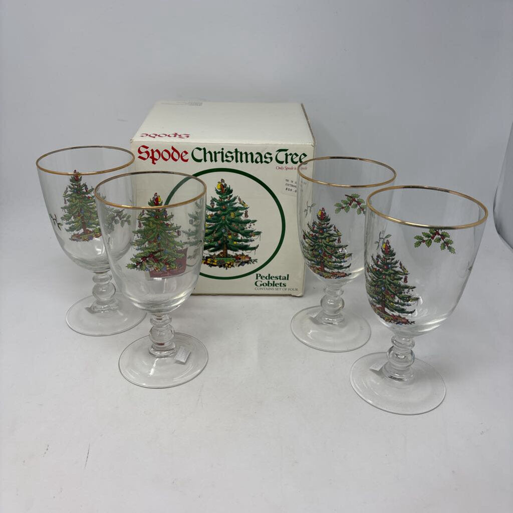 SPODE Pedestal Goblets in Box