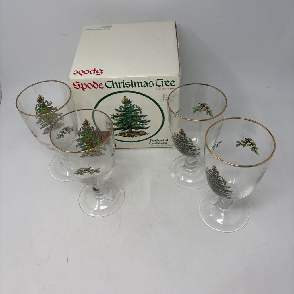 SPODE Pedestal Goblets in Box
