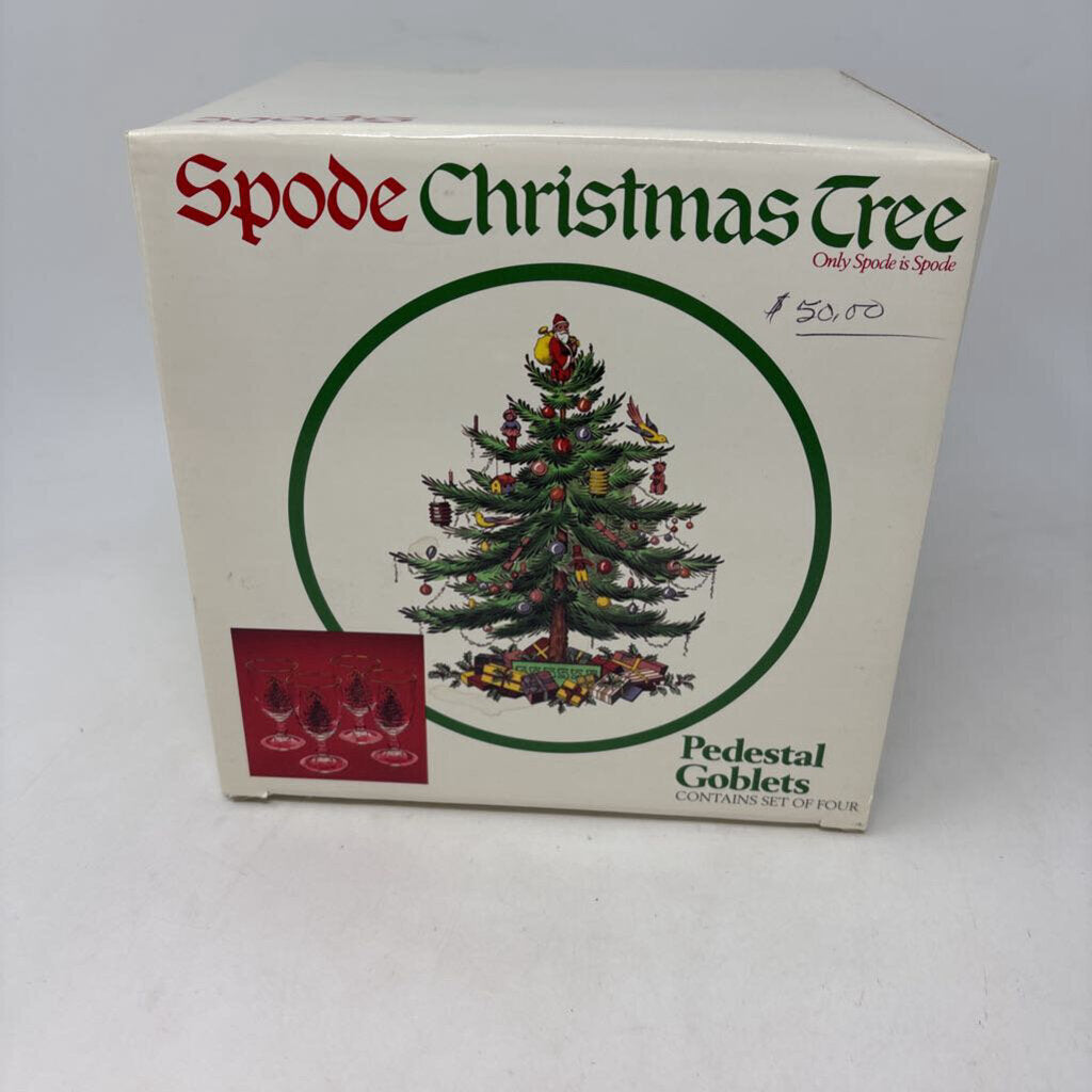 SPODE Pedestal Goblets in Box