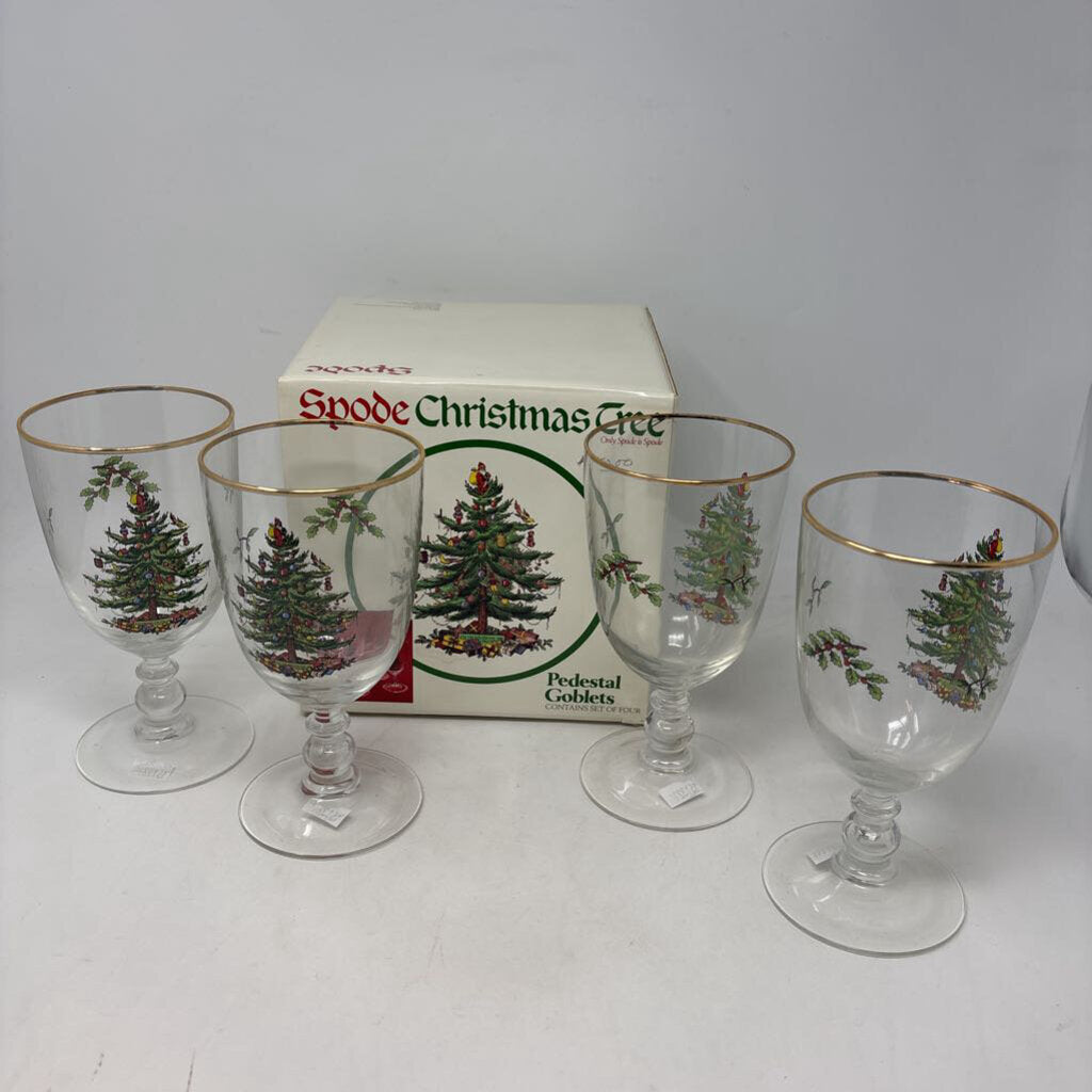 SPODE Pedestal Goblets in Box
