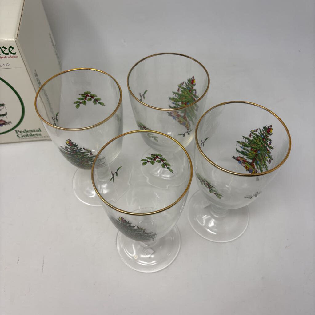 SPODE Pedestal Goblets in Box