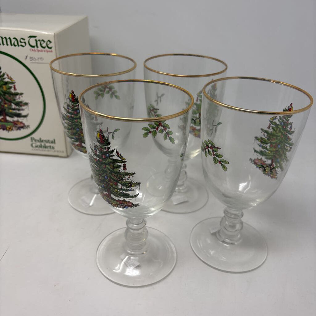 SPODE Pedestal Goblets in Box