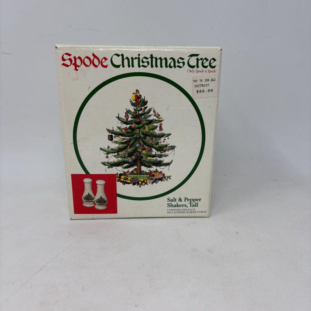 SPODE Tall Salt/Pepper Shakers in Box