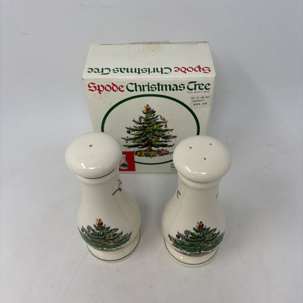 SPODE Tall Salt/Pepper Shakers in Box