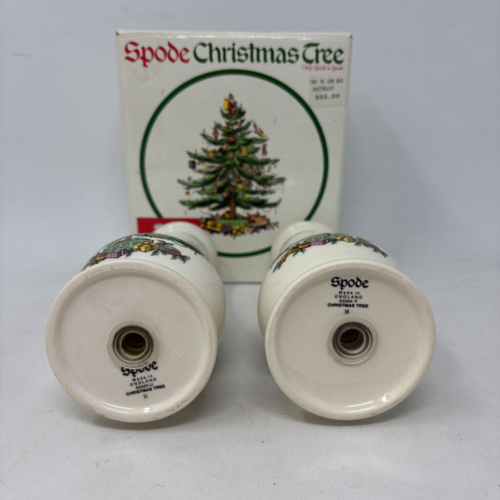 SPODE Tall Salt/Pepper Shakers in Box