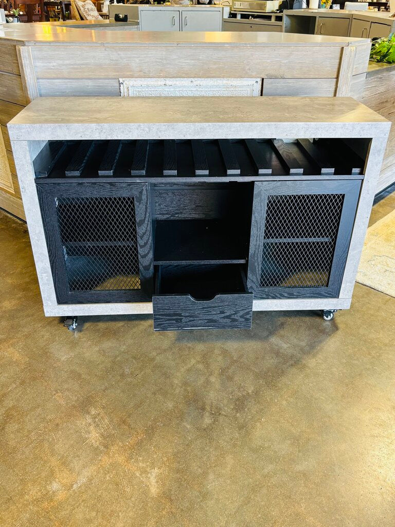 Rolling Sideboard Bar & Wine Rack
