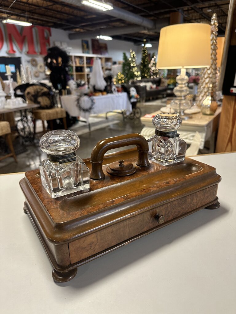 Antique Edwardian Double Inkwell