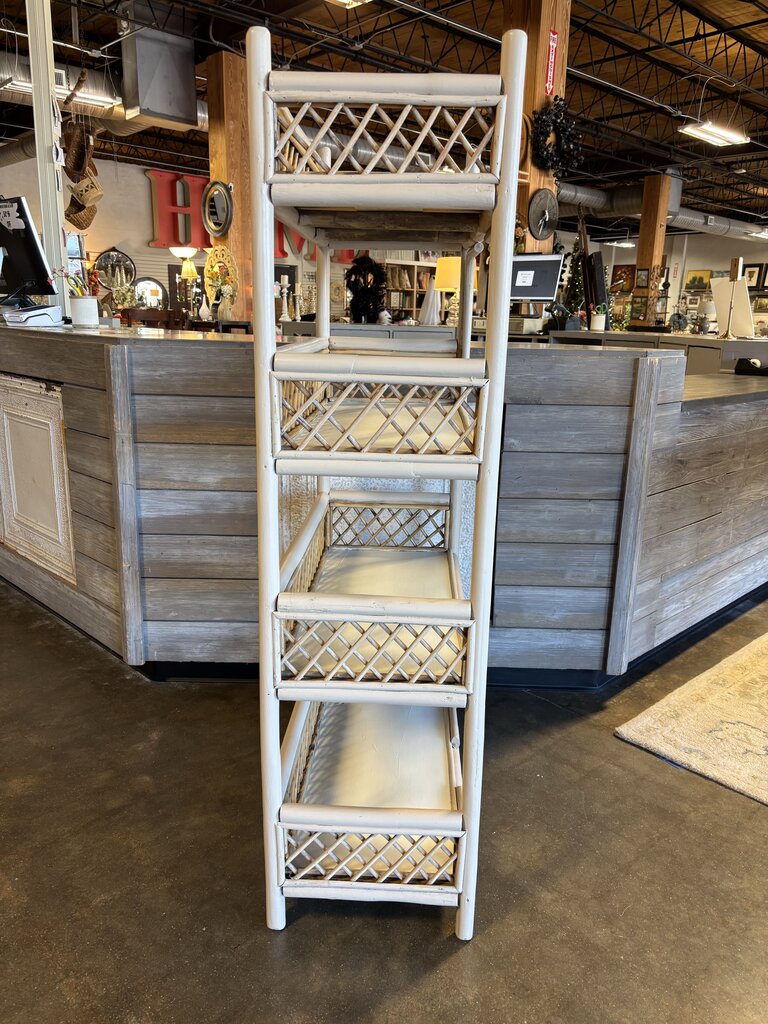Painted Vintage Rattan/Wicker Bookcase 30 X 14 X 55
