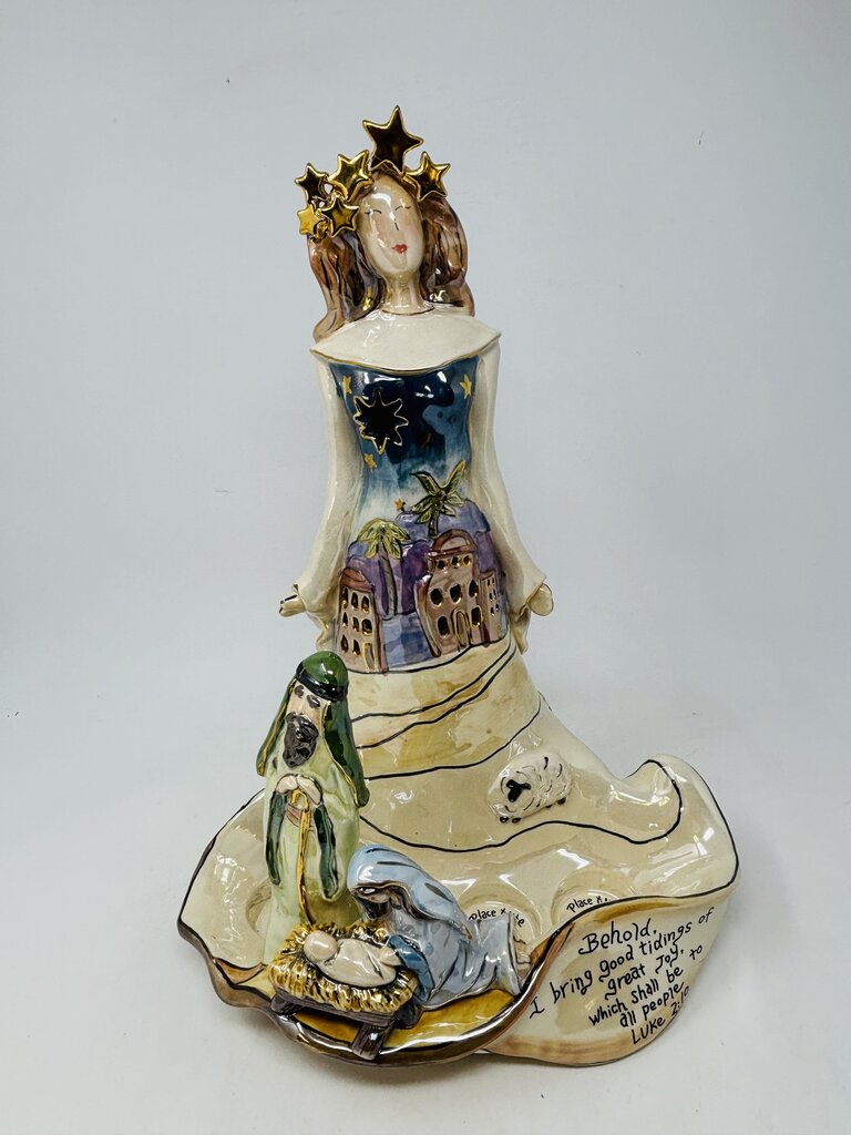 Blue Sky Clayworks Nativity Angel Tea Light Holder