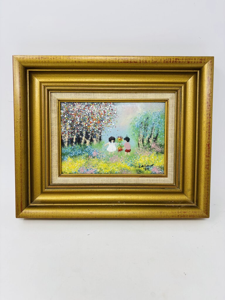 Two Children Playing In Meadow By Louis Cardin