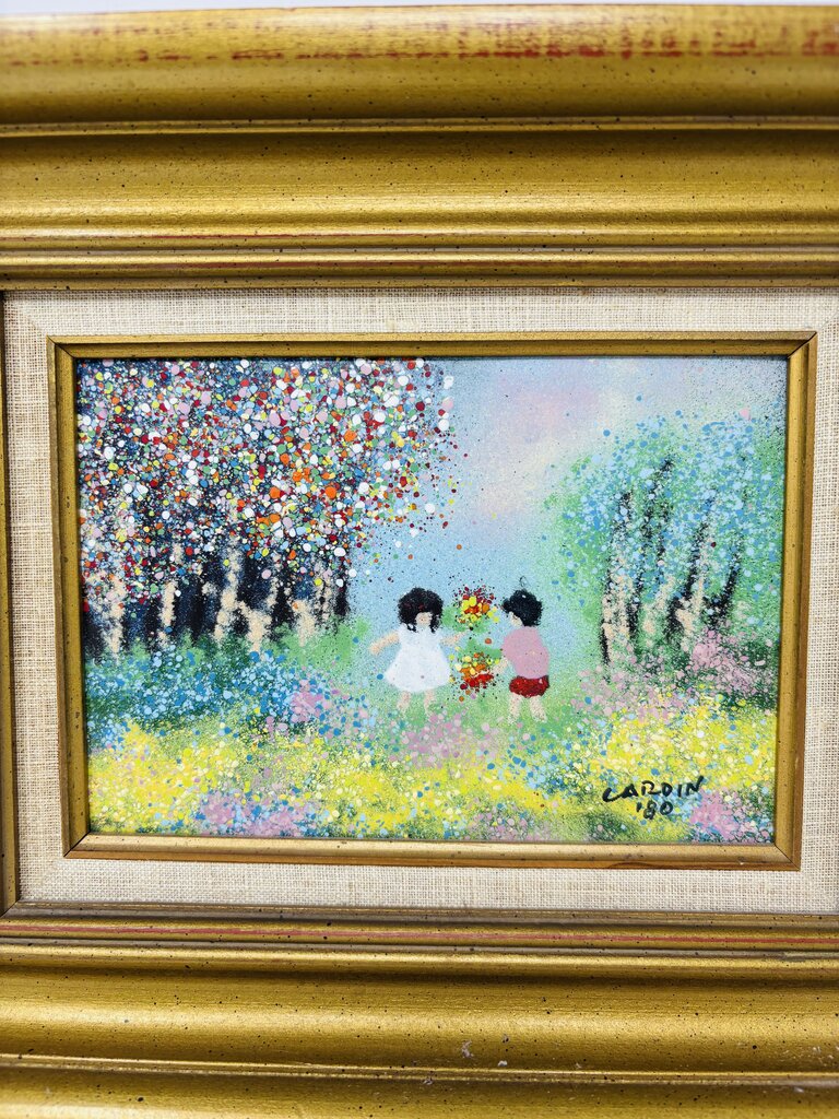 Two Children Playing In Meadow By Louis Cardin