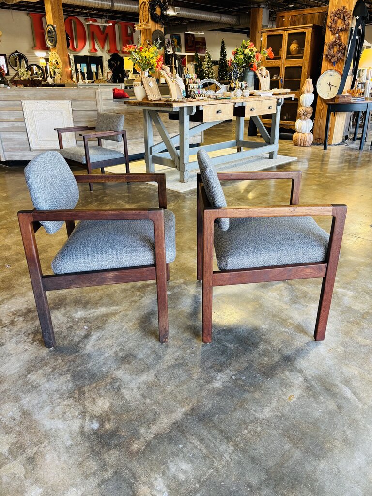 MCM Upholstered Arm Chairs Pair