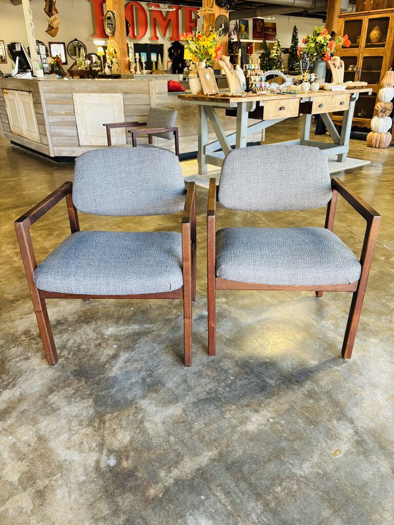 MCM Upholstered Arm Chairs Pair