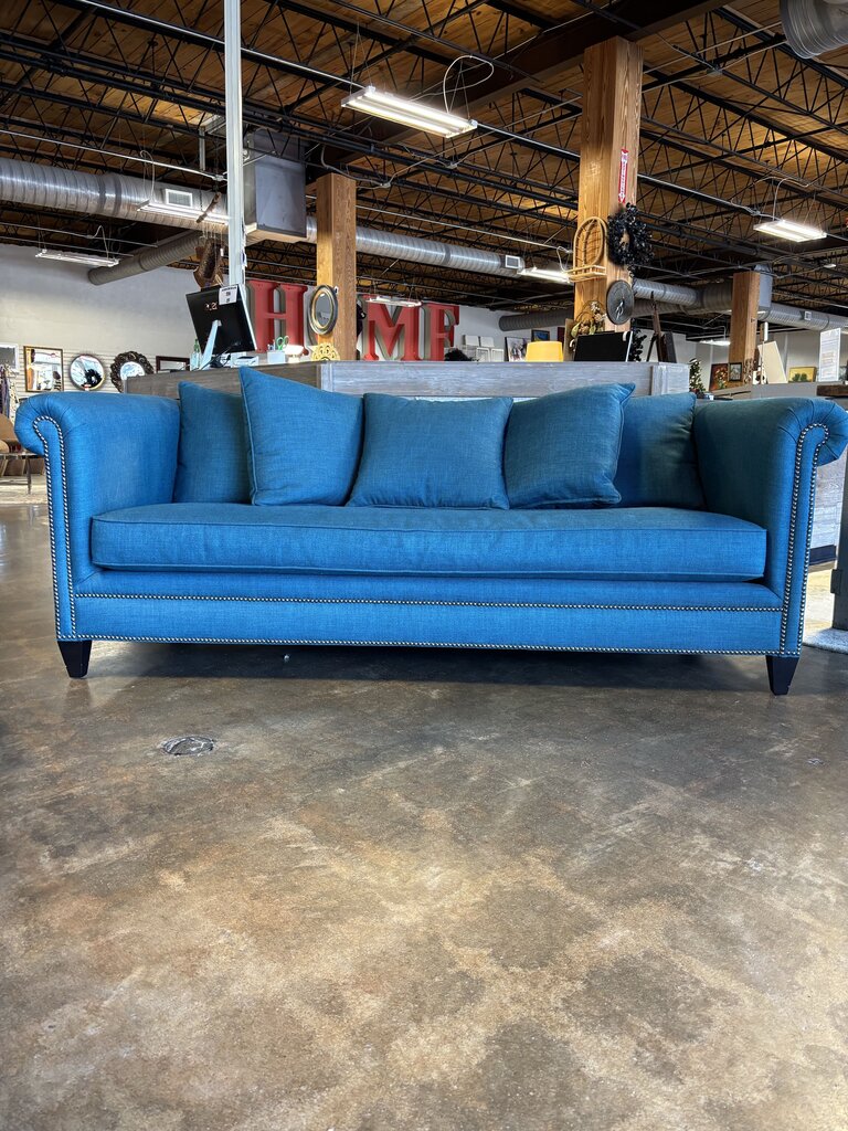 Tailor Nailhead 7 Foot Sofa with 5 Pillows