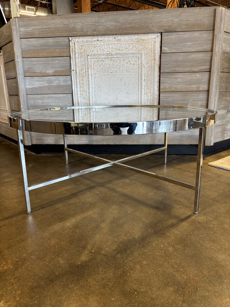Glass/Metal Round Coffee Table 38"R 15"H