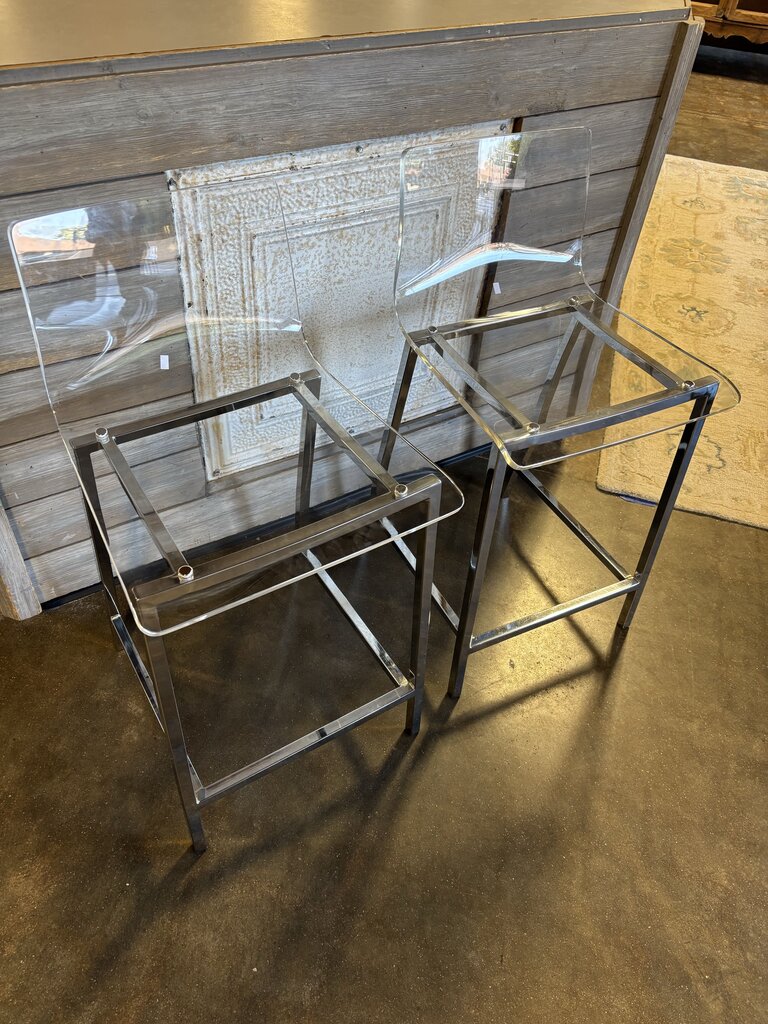 Ghost Counter Height Barstools Pair