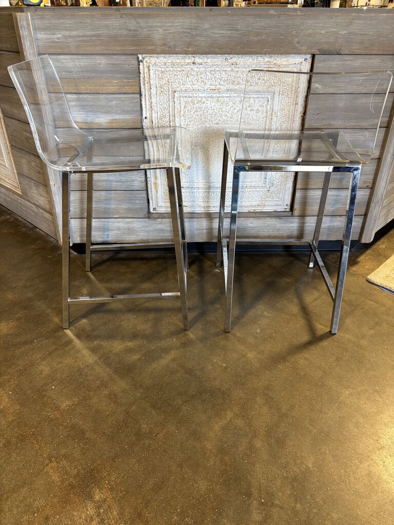 Ghost Counter Height Barstools Pair