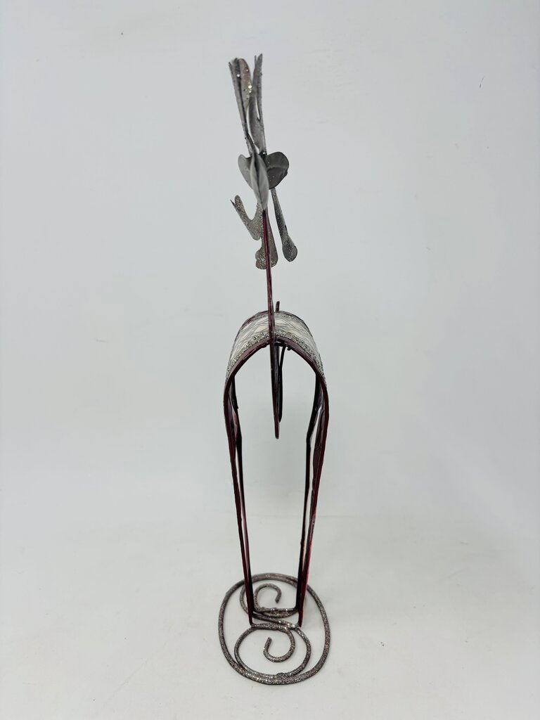 Metal Red/White Reindeer and Tree 2 PC
