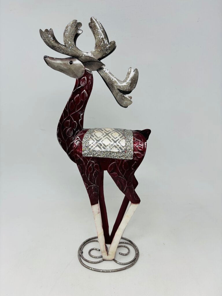 Metal Red/White Reindeer and Tree 2 PC