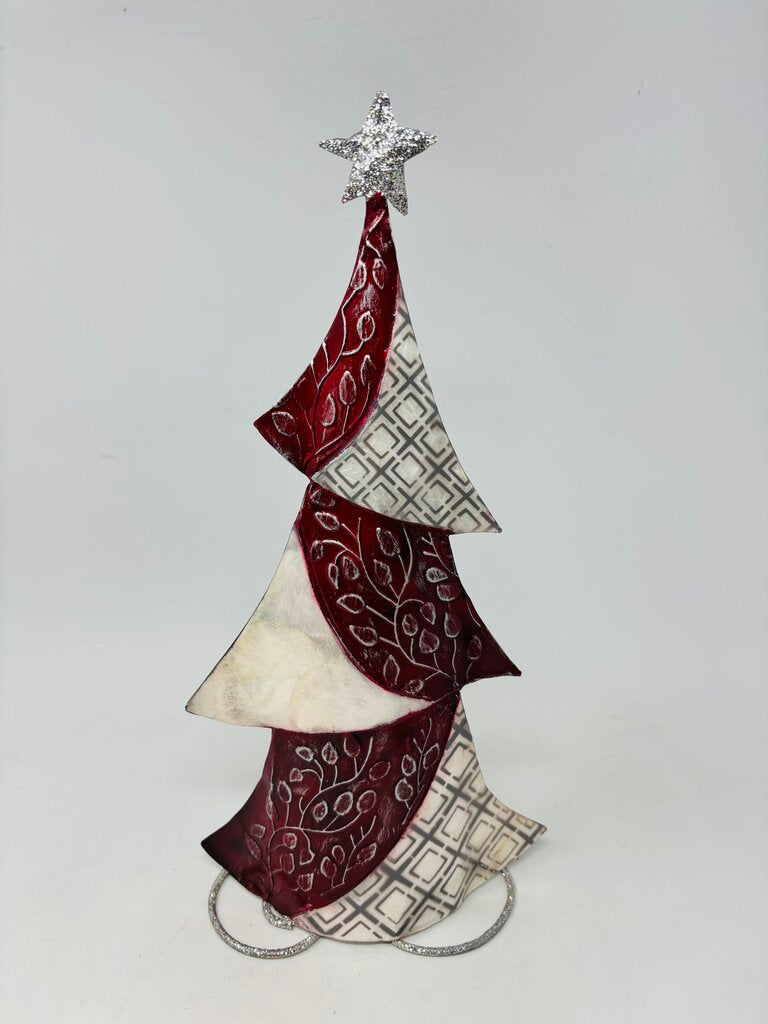Metal Red/White Reindeer and Tree 2 PC