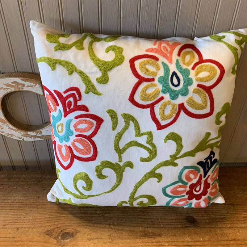 Clementine Spring Floral Square Pillow
